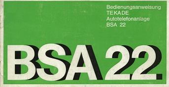 PDF TEKADE BSA22 Anleitung neu Autotelefon B-Netz