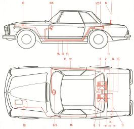 Mercedes W113 Pagode mit BOSCH Autotelefon OF2 A-Netz